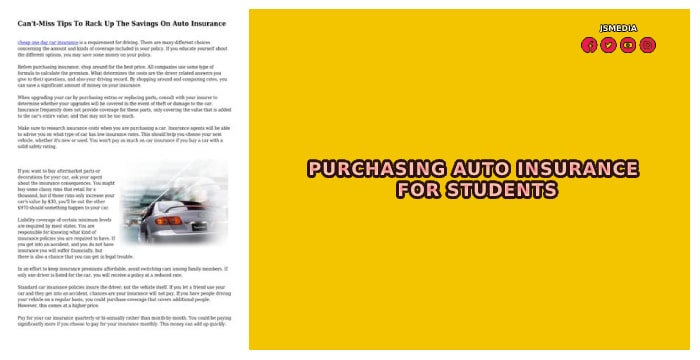 Purchasing Auto Insurance For Students